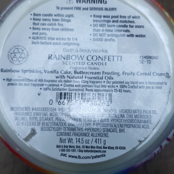 Bath & Body Works rainbow confetti 3 wick candle - Picture 3 of 3